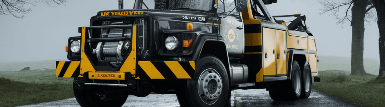 A modern tow truck on the roadside.